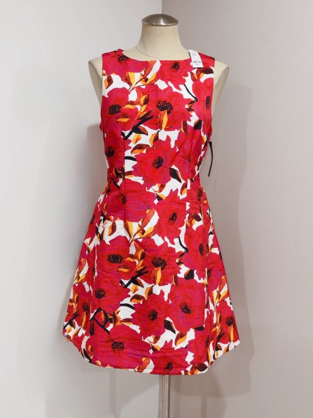New York & Co Red Floral Sleeveless Fit & Flare Mini Dress Size S NWT